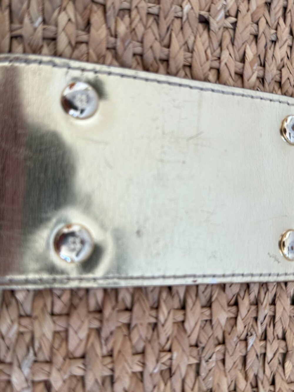 Kate Spade Natural Straw Clutch with Gold Leather Turn-Lock - Picture 7 of 8